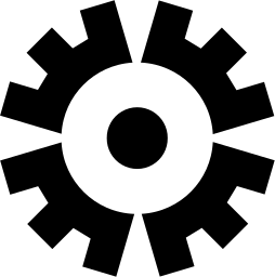 Mark 864: Cogwheel with square teeth and a round hub hole. Circles, designed by Crosby+Fletcher/Forbes for Eastman. Trademarks & Symbols Vol. 2, Kuwayama, 1973.