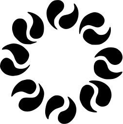 Mark 866: Ring of twelve comma shaped drops turning in a circle. Circles, for Saitama Prefecture. Trademarks & Symbols Vol. 2, Kuwayama, 1973.