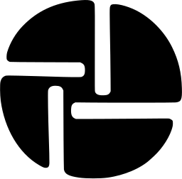 Mark 867: Black disc with white bent bars turning around a small centre. Circles, designed by Adrian Frutiger for Rencontre. Trademarks & Symbols Vol. 2, Kuwayama, 1973.