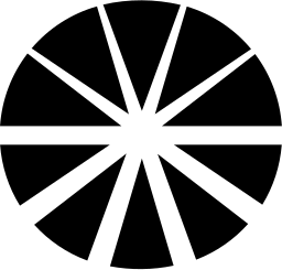 Mark 889: Black disc cut into pie wedges by thin white rays. Circles, designed by Ken Parkhust for Pacific Lighting. Trademarks & Symbols Vol. 2, Kuwayama, 1973.