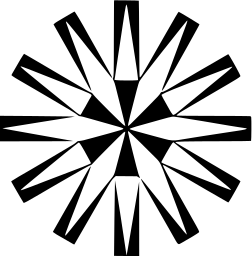 Mark 893: Star of narrow wedges radiating from the centre with a cross bar. Circles, designed by Yusaku Kamekura for Minami Measuring Instruments Industry. Trademarks & Symbols Vol. 2, Kuwayama, 1973.