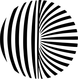 Mark 898: Sphere like disc of vertical stripes sweeping into horizontal bars. Circles, for Movilier International. Trademarks & Symbols Vol. 2, Kuwayama, 1973.