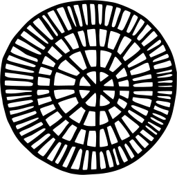 Mark 900: Web of concentric rings and spokes with a thick outer edge. Circles, designed by Bob Noorda for Vallecchi Editore. Trademarks & Symbols Vol. 2, Kuwayama, 1973.