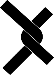 Mark 905: Two bars crossing in an X with one looped over the other. Circles, designed by Romek Marber for Barnards Wire Fencing. Trademarks & Symbols Vol. 2, Kuwayama, 1973.