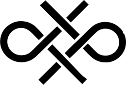 Mark 909: Infinity knot of two loops crossed by diagonal bars. Circles, designed by M. Schneider & Studio Boggeri for Studio per Industria Tessuti. Trademarks & Symbols Vol. 2, Kuwayama, 1973.