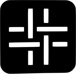 Mark 914: White bars woven in a pinwheel pattern on a rounded black square. Circles, designed by Chermayeff & Geismar Associates for Burlington Industries. Trademarks & Symbols Vol. 2, Kuwayama, 1973.