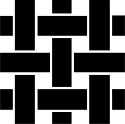 Mark 915: Short black bars woven over and under in a basket weave. Circles, designed by Ward & Saks Inc. for Jack Lenor Larsen. Trademarks & Symbols Vol. 2, Kuwayama, 1973.