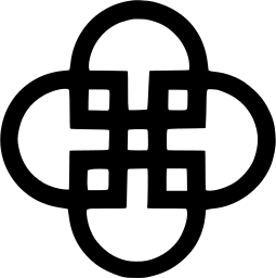 Mark 917: Clover shaped knot of rounded loops around a small lattice. Circles, designed by Dr. Hahn. Trademarks & Symbols Vol. 2, Kuwayama, 1973.