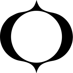 Mark 928: White circle held between two pointed black crescents. Circles, designed by Théodore Stamatakis. Trademarks & Symbols Vol. 2, Kuwayama, 1973.