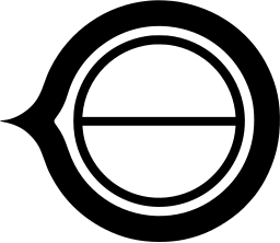 Mark 929: Double ring with a horizontal bar and a pointed tip on the left. Circles, designed by Toru Otsuka. Trademarks & Symbols Vol. 2, Kuwayama, 1973.