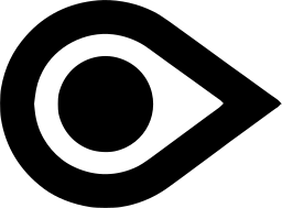 Mark 931: Round eye with a dark pupil and a pointed tail on the right. Circles, designed by Ernst Jupp for Handelsschule. Trademarks & Symbols Vol. 2, Kuwayama, 1973.
