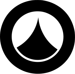 Mark 933: Ring holding a white dome with a pointed top and a thin lower curve. Circles, designed by Havas Conseil. Trademarks & Symbols Vol. 2, Kuwayama, 1973.