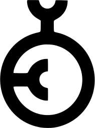 Mark 945: Thick ring with an inner hook and a small loop on top. Circles, designed by Anton Stankowski for Rat für Formebung. Trademarks & Symbols Vol. 2, Kuwayama, 1973.