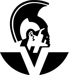 Mark 95: Helmeted warrior's head in profile with a tall crest, standing on a bold V. Faces, for Primo. Trademarks & Symbols Vol. 2, Kuwayama, 1973.