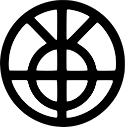 Mark 965: Cross and ring symbol with forked arms inside a thick ring. Circles, designed by Roger V. Geiser for Project. Trademarks & Symbols Vol. 2, Kuwayama, 1973.