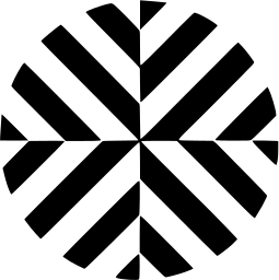 Mark 975: Disc of diagonal stripes forming chevrons that point to the centre. Circles, designed by Primo Angeli for Royal Micrographics. Trademarks & Symbols Vol. 2, Kuwayama, 1973.