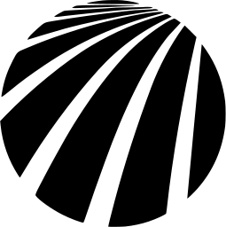 Mark 976: Disc swept by curved white bands that fan out to the upper left. Circles, designed by Masayoshi Nakajo for Project. Trademarks & Symbols Vol. 2, Kuwayama, 1973.