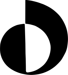 Mark 983: Black disc split by a vertical line with its halves offset. Circles, designed by Otto Dürst. Trademarks & Symbols Vol. 2, Kuwayama, 1973.