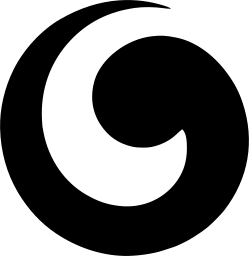 Mark 986: Black disc with a thick white curl spiralling toward the centre. Circles, designed by Dominik I. Burckhardt for Ogilvie. Trademarks & Symbols Vol. 2, Kuwayama, 1973.