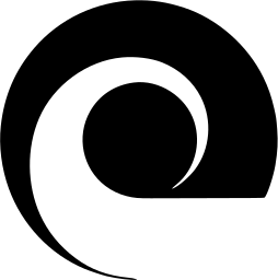 Mark 987: Black disc with an open spiral channel around a solid centre dot. Circles, designed by Nedo Mien Ferrario for Galeria Esniral. Trademarks & Symbols Vol. 2, Kuwayama, 1973.