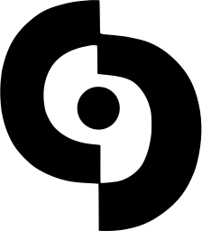 Mark 992: Two offset halves of a disc around a round dot and a white curl. Circles, designed by Mona Helle-Ineichen. Trademarks & Symbols Vol. 2, Kuwayama, 1973.