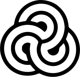 Mark 998: Three looped bands woven through each other in a triangle. Circles, designed by A. Richard de Natale for Carborundum. Trademarks & Symbols Vol. 2, Kuwayama, 1973.